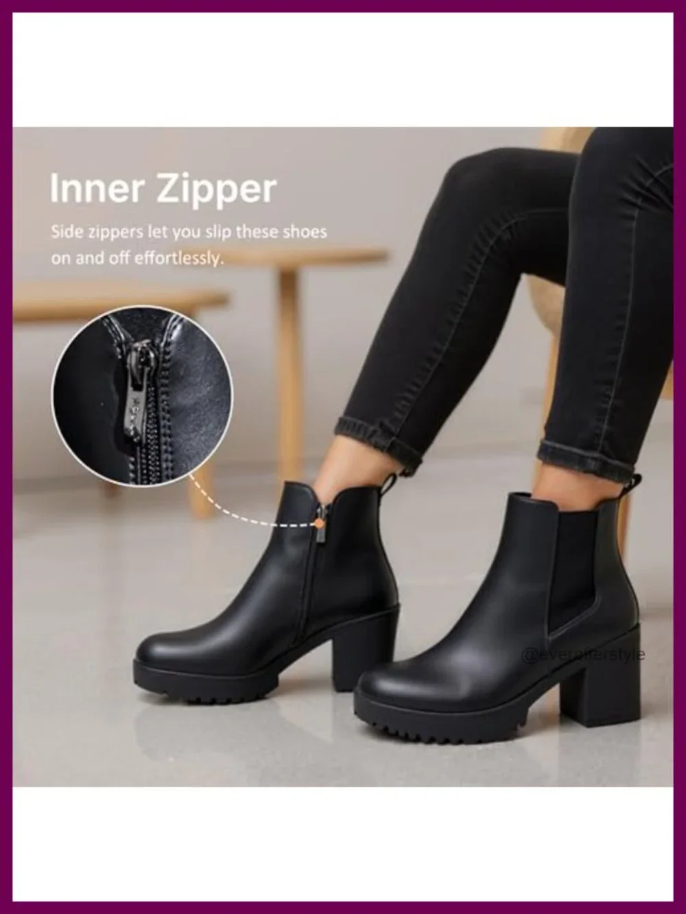 Women's Platform Chelsea Ankle Boots, Chunky Block Heel Booties